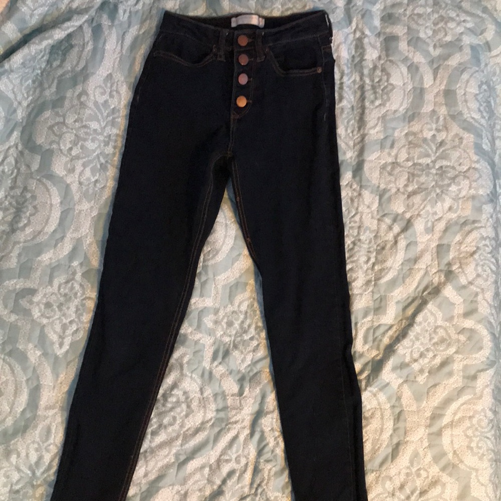 no boundaries dark denim button up jeggings